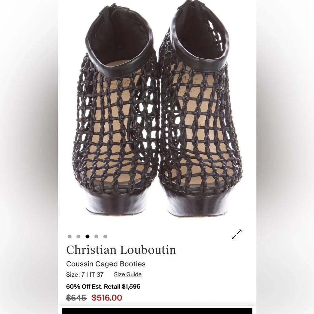 Christian Louboutin Black Mesh Heels with Red Soles - Picture 3 of 12